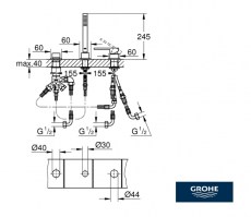 BATERIA BAÑO DE REPISA PLUS GROHE